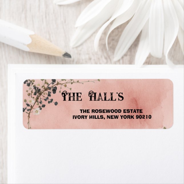 Modern Botanical Elegance Wedding Return Address Label (Insitu)