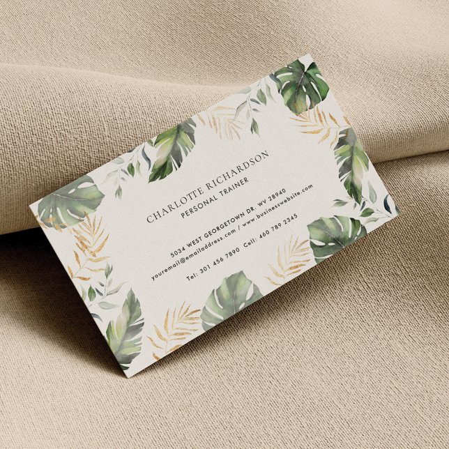 Modern Botanical Elegant Business Card (Tropical Minimalist Custom Business Card)