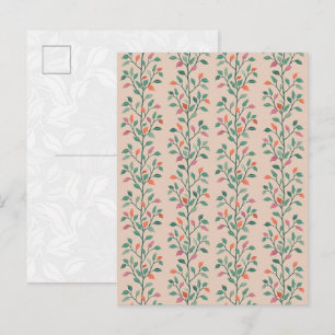 Modern Botanical Elegant Leaf Pattern on Blush Postcard