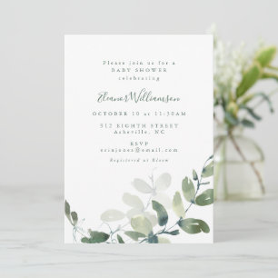 Modern Botanical Eucalyptus Boho Baby Shower Invitation