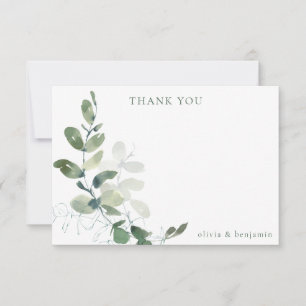 Modern Botanical Eucalyptus Custom Wedding Thank You Card