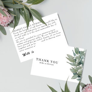 Modern botanical eucalyptus greenery wedding thank you card