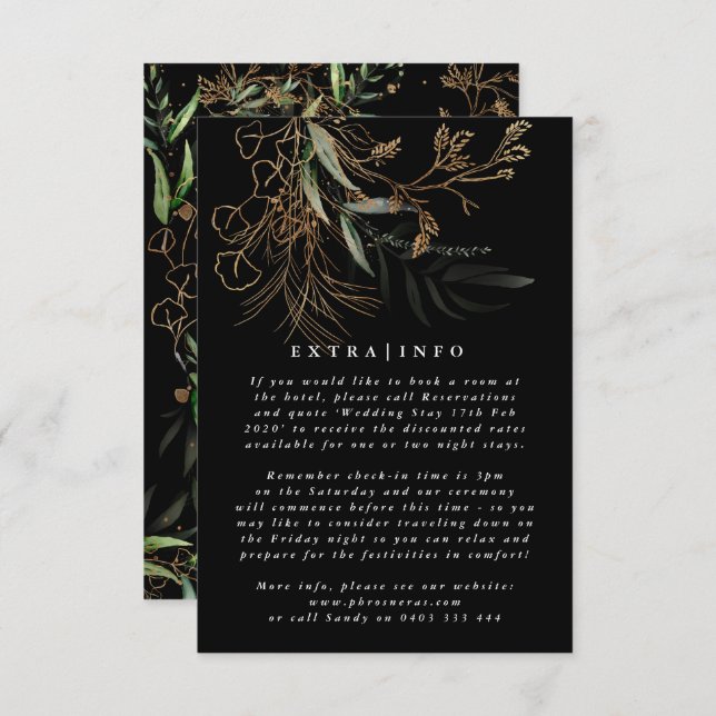 MODERN Botanical Eucalyptus ONYX Details INFO Enclosure Card (Front/Back)