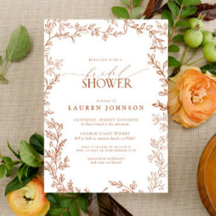 Modern Botanical Fall Terracotta Bridal Shower Invitation