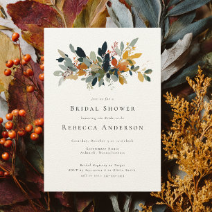 Modern Botanical Fall Wedding Bridal Shower Invitation