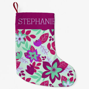 Modern Botanical Floral Christmas Holiday Small Christmas Stocking