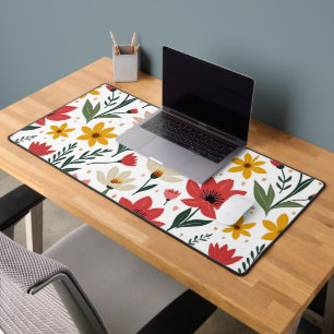 Modern Botanical Floral Colourful Summer Garden Desk Mat