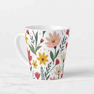 Modern Botanical Floral Colourful Summer Garden Latte Mug