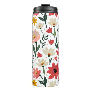 Modern Botanical Floral Colourful Summer Garden Thermal Tumbler