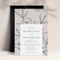Modern Botanical Floral Grey & Black Wedding