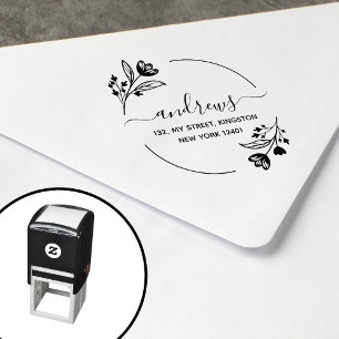 Modern Botanical Floral Leaves Self-inking Stamp