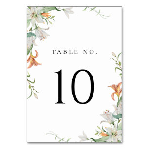 Modern Botanical Floral Lily Table Number