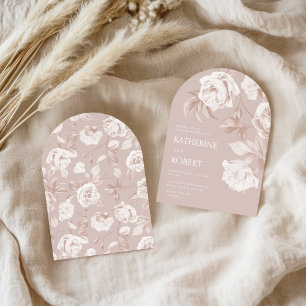 Modern Botanical Floral Roses Wedding Invitation