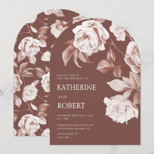 Modern Botanical Floral Roses Wedding Invitation