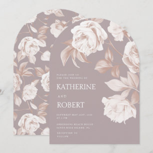 Modern Botanical Floral Roses Wedding Invitation