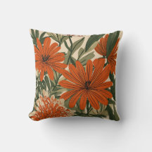 Modern Botanical Floral Throw Pillow | Tropical
