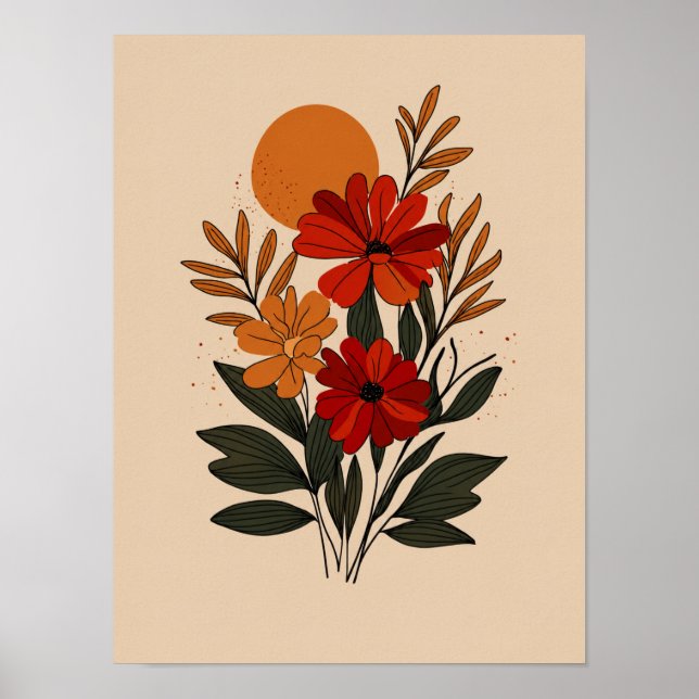 Modern Botanical Floral Wall Art Poster (Front)