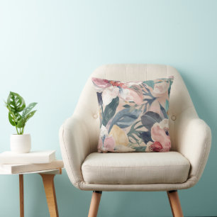 Modern Botanical Floral Watercolor Cushion