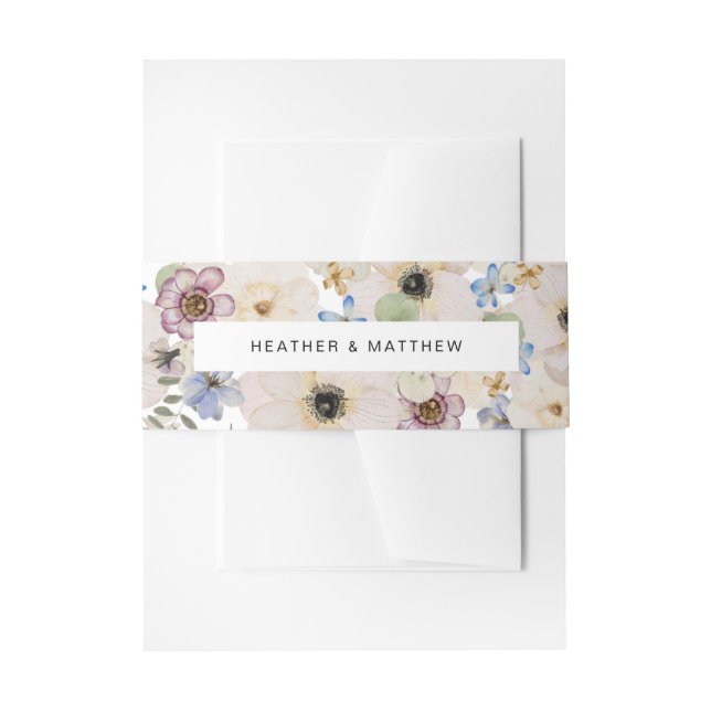 Modern Botanical Floral Wedding Invitation Belly Band (Front Example)
