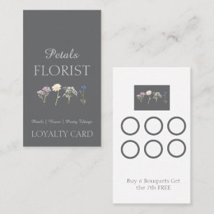 Modern Botanical Florist Branding Pastel Flower Loyalty Card