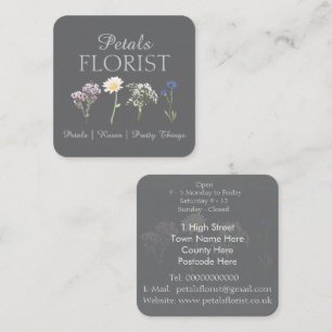 Modern Botanical Florist Branding Pastel Flower Square Business Card