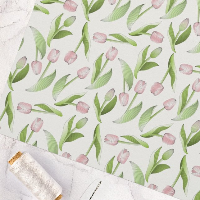 Modern Botanical Flower Pink Tulip Fabric (Creator Uploaded)