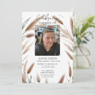 Modern botanical funeral memorial service e-vite invitation