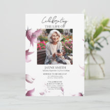 Modern botanical funeral memorial service e-vite