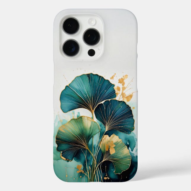 Modern Botanical Ginkgo Leaves Deep Teal Case-Mate iPhone Case (Back)