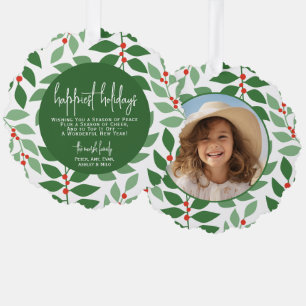Modern botanical green - Photo - Happiest Holiday Tree Decoration Card