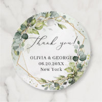 Modern botanical greenery leaf gold frame Wedding