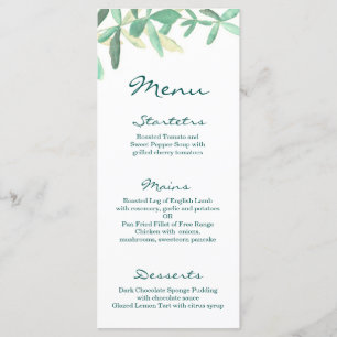 Modern Botanical Greenery Wedding Menu