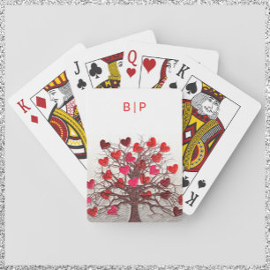 Modern Botanical Heart Couples Playing Cards