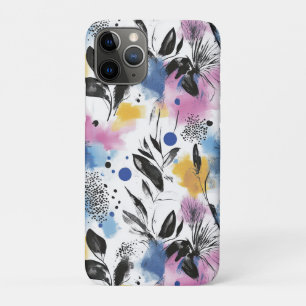 Modern Botanical in Magenta Blue & Mustard iPhone 11 Pro Case