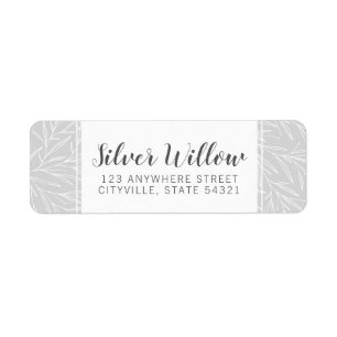 Modern Botanical Leaf Branch Silver Return Address Label