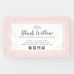 Modern Botanical Leaf Branches Blush Minimalist Banner
