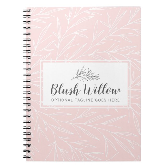 Modern Botanical Leaf Branches Blush Minimalist Notebook (Front)