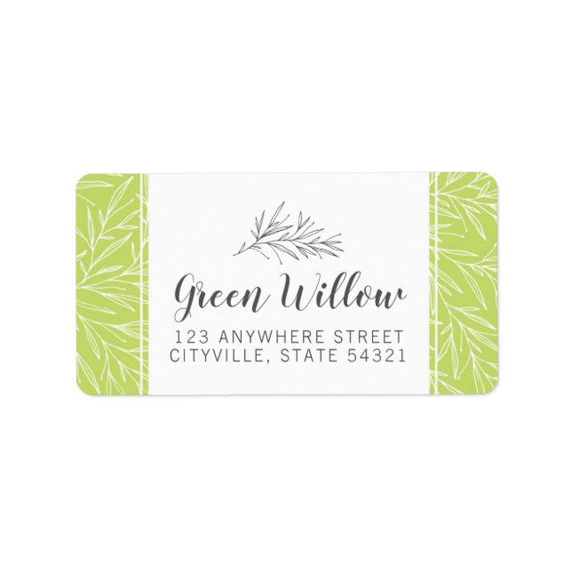 Modern Botanical Leaf Branches Greenery Minimalist Label (Front)
