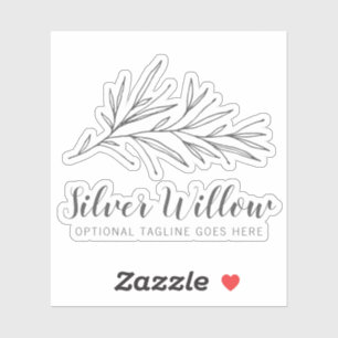 Modern Botanical Leaf Branches Silver Minimal Logo