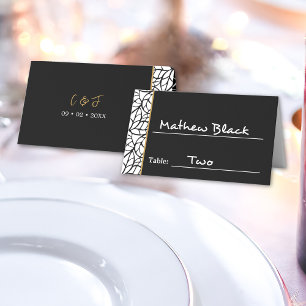 Modern Botanical Leaf Pattern Border Place Card