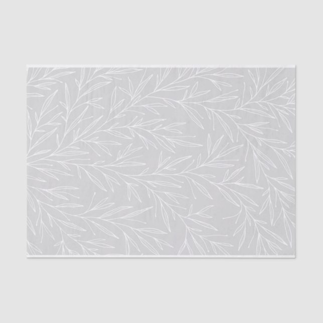 Modern Botanical Leaf Silver Wedding Tissue Paper (Front)