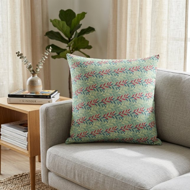 Modern Botanical Leaf Vines Seamless Pattern Art Cushion (Creator Uploaded)