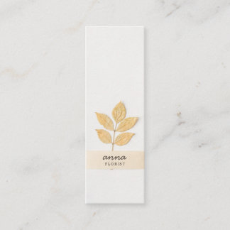 Modern botanical leaves elegant grey simple rustic mini business card