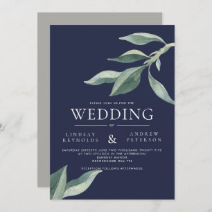 Modern Botanical Leaves Wedding Invitation