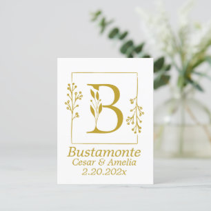 Modern Botanical Letter B Personalised  Postcard