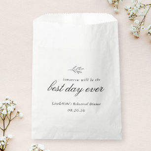 Modern Botanical Line Art Wedding Rehearsal Dinner Favour Bag