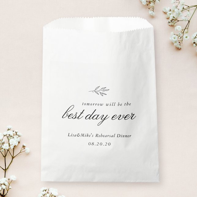 Modern Botanical Line Art Wedding Rehearsal Dinner Favour Bag (Creator Uploaded)