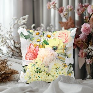 Modern Botanical Lush Floral Pattern Dark Mustard Cushion