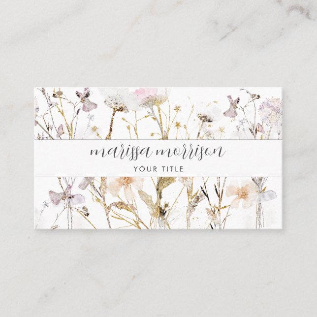 Modern Botanical Name Script Type Business Card (Front)