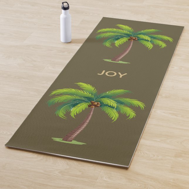 Modern Botanical Palm Trees on Brown Personalised Yoga Mat (In Situ)